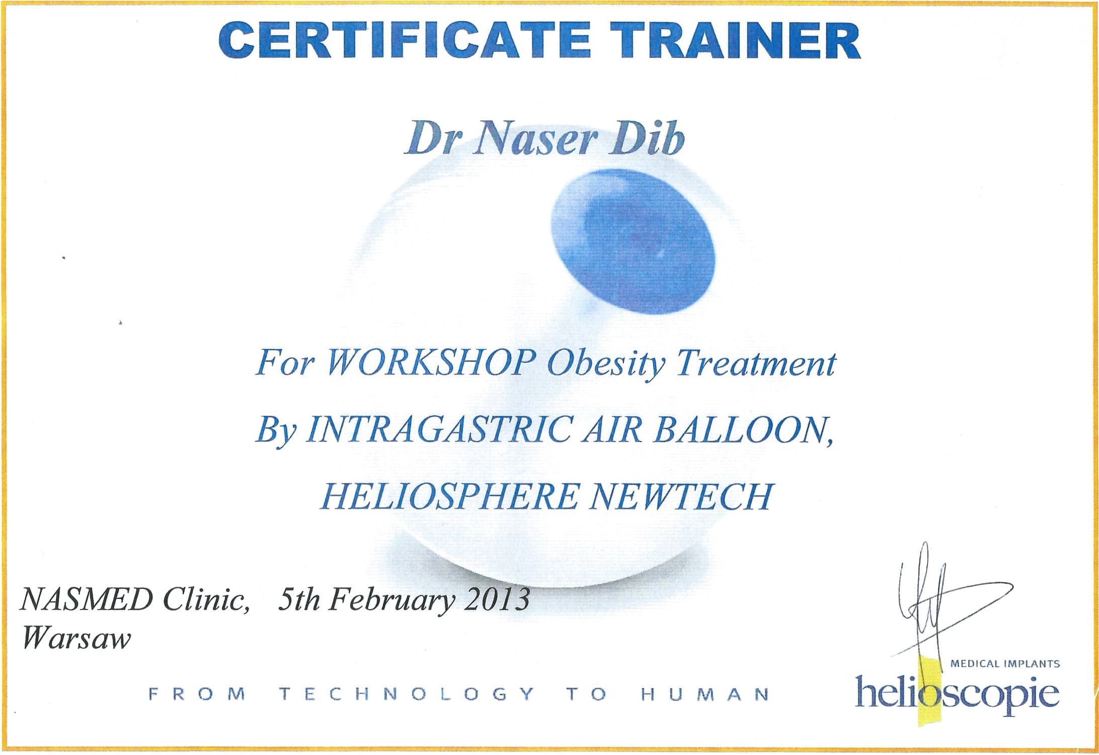 Intragastric Air Balloon Workshop Trainer — original document naming Naser Dib